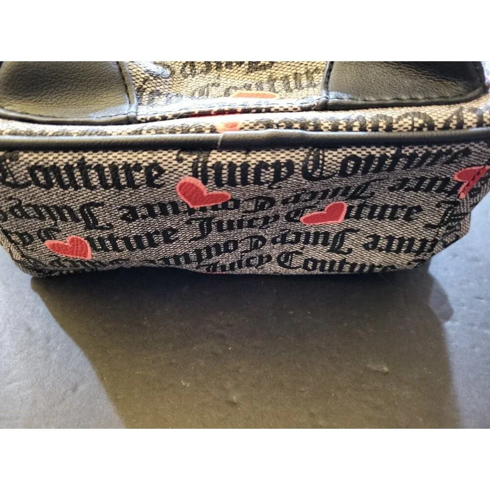 JUICY COUTURE Heart Gothic Status Backpack Grey & Black with Red & Pink Hearts - Picture 9 of 9